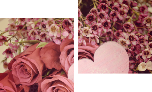 GruÃkarte - Liebe, GlÃ¼ck, Freude...  - Zweiteiliges Leinwandbild, Diptychon