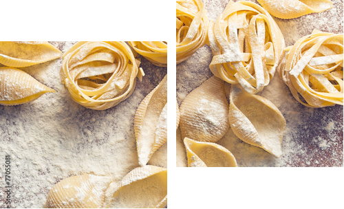 raw pasta and flour  - Zweiteiliges Leinwandbild, Diptychon