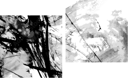 Abstract ink paint vector background - Zweiteiliges Leinwandbild, Diptychon