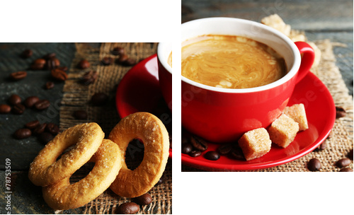Cup of coffee and tasty cookies  - Zweiteiliges Leinwandbild, Diptychon