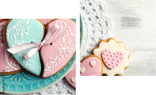 Heart shaped cookies for valentines day  - Zweiteiliges Leinwandbild, Diptychon