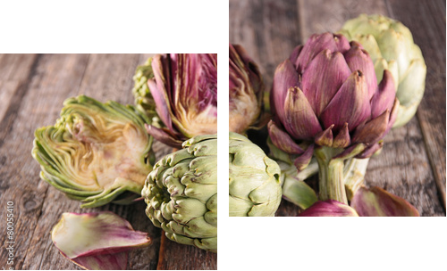 artichoke on wood background  - Zweiteiliges Leinwandbild, Diptychon