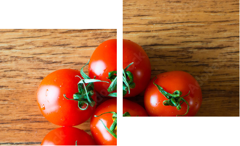 tomatoes on a wooden background  - Zweiteiliges Leinwandbild, Diptychon