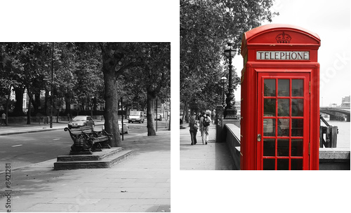 London Telephone Booth - Zweiteiliges Leinwandbild, Diptychon