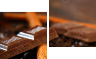 schokolade,zimt,kaffeebohnen - Zweiteiliges Leinwandbild, Diptychon