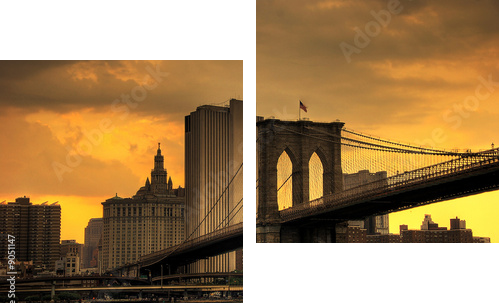 brooklyn bridge sunset - Zweiteiliges Leinwandbild, Diptychon