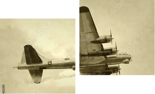 World War II era American bomber - Zweiteiliges Leinwandbild, Diptychon