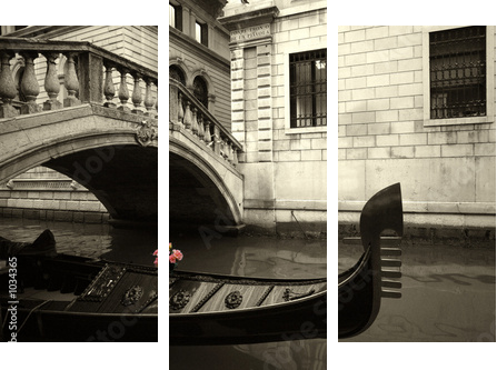 pink flowers and gondola - Dreiteiliges Leinwandbild, Triptychon