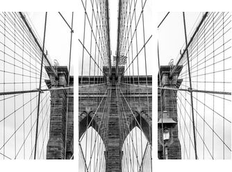 Famous Brooklyn Bridge in New York City - Dreiteiliges Leinwandbild, Triptychon
