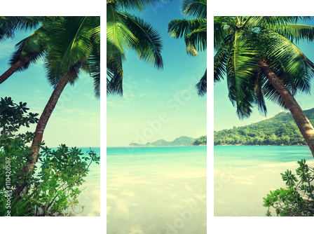 beach Takamaka, Mahe island, Seychelles - Dreiteiliges Leinwandbild, Triptychon