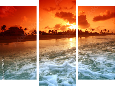 ocean sunrise - Dreiteiliges Leinwandbild, Triptychon