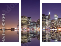 Nowy Jork nocą w blasku świateł
 - Dreiteiliges Leinwandbild, Triptychon