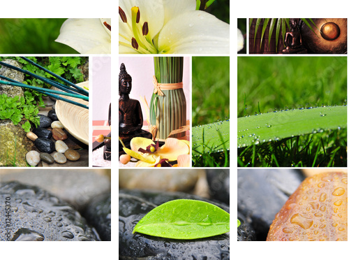 Wellness asiatisch Spa - Dreiteiliges Leinwandbild, Triptychon