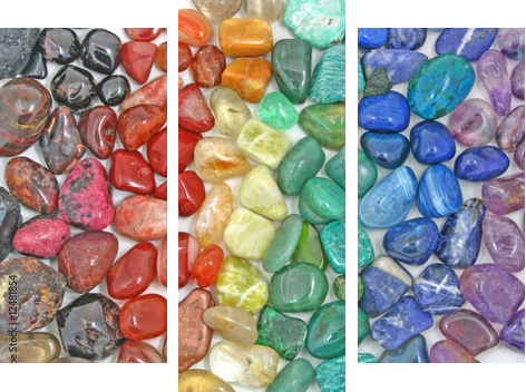 Crystal tumbled chakra stones - Dreiteiliges Leinwandbild, Triptychon