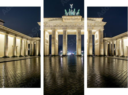 brandenburger tor bei nacht 2 - Dreiteiliges Leinwandbild, Triptychon