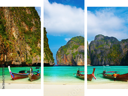Tropical beach, Maya Bay, Thailand - Dreiteiliges Leinwandbild, Triptychon