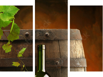 Red wine, grapevine and cask - Dreiteiliges Leinwandbild, Triptychon