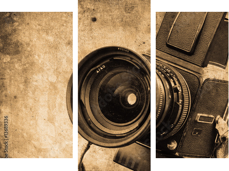 photo camera - Dreiteiliges Leinwandbild, Triptychon