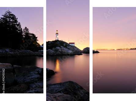 Point Atkinson Lighthouse in West Vancouver, Long Exposure - Dreiteiliges Leinwandbild, Triptychon