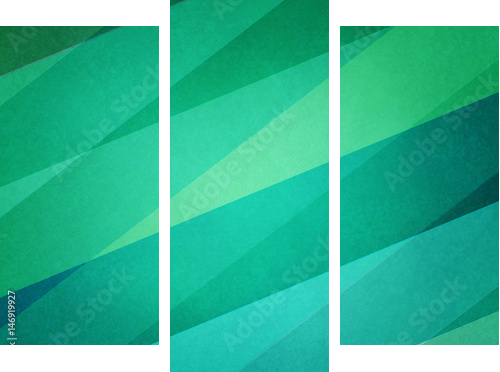 abstract geometric background in modern blue and green beach color hues with soft lighting and texture on striped block pattern - Dreiteiliges Leinwandbild, Triptychon