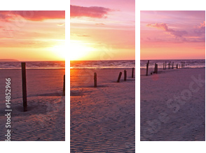 warming glow at burnham on sea - Dreiteiliges Leinwandbild, Triptychon