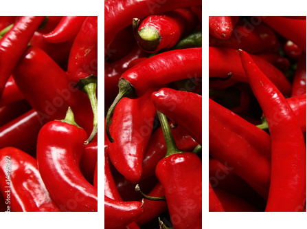Red hot chilli peppers – papryka chilli na ścianie
 - Dreiteiliges Leinwandbild, Triptychon