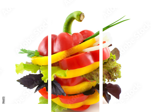 Kolorowe warzywa 5 razy dziennie
 - Dreiteiliges Leinwandbild, Triptychon