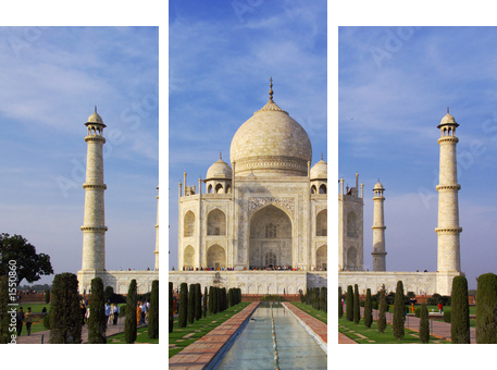 taj mahal in evening light - Dreiteiliges Leinwandbild, Triptychon