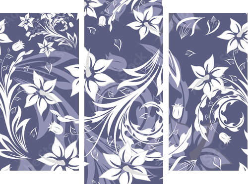 seamless floral background - Dreiteiliges Leinwandbild, Triptychon
