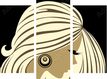 Beautiful girl with long hair and a tattoo - Dreiteiliges Leinwandbild, Triptychon