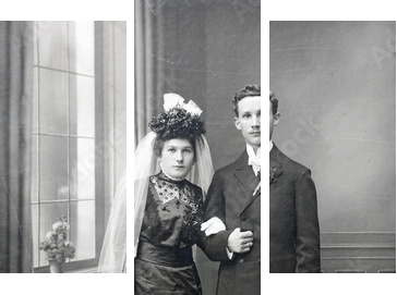 Brautpaar 1912 - bridal couple 1912 - Dreiteiliges Leinwandbild, Triptychon