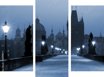 charles bridge, (blue) prague - Dreiteiliges Leinwandbild, Triptychon
