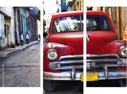 Old havana car - Dreiteiliges Leinwandbild, Triptychon