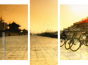 Urok chińskich rowerów-Chiny
 - Dreiteiliges Leinwandbild, Triptychon
