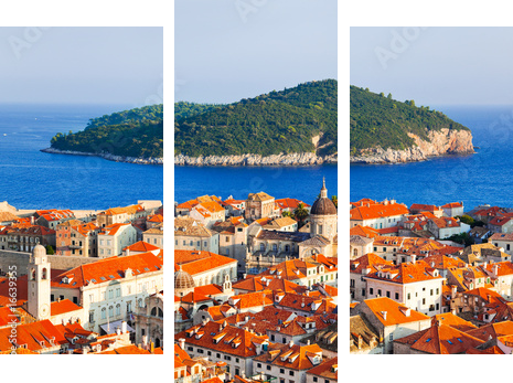 Town Dubrovnik and island in Croatia - Dreiteiliges Leinwandbild, Triptychon