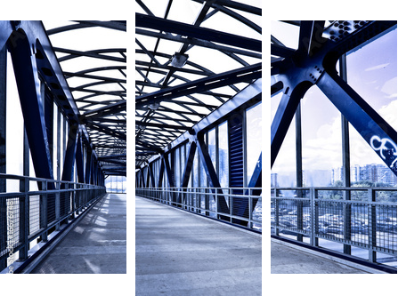 Blue corridor and stairs - Dreiteiliges Leinwandbild, Triptychon