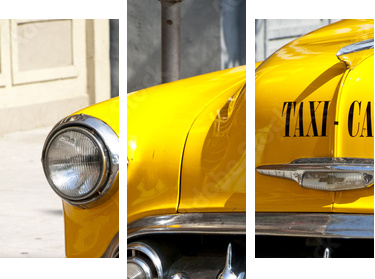 Vintage Yellow Cab - Dreiteiliges Leinwandbild, Triptychon
