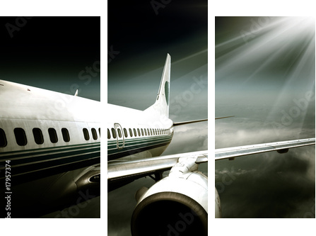 the airplane with the blue sky background - Dreiteiliges Leinwandbild, Triptychon