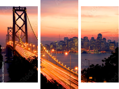 San Francisco Sunset - Dreiteiliges Leinwandbild, Triptychon