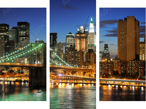 New york Manhattan bridge after sunset - Dreiteiliges Leinwandbild, Triptychon