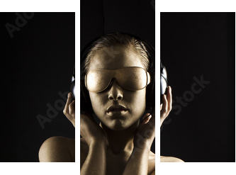 gold bodypainted girl - Dreiteiliges Leinwandbild, Triptychon