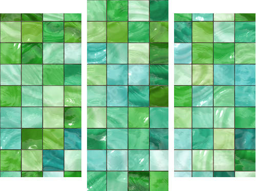 Shiny seamless green tiles texture - Dreiteiliges Leinwandbild, Triptychon