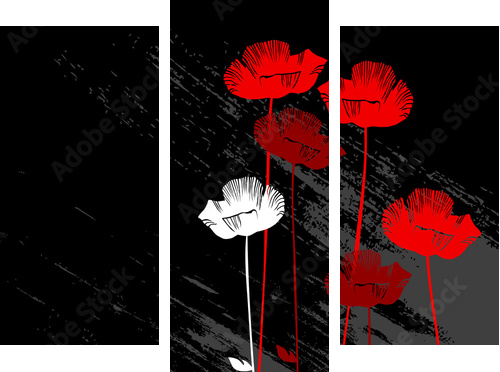 floral background, poppy with a space for your text - Dreiteiliges Leinwandbild, Triptychon