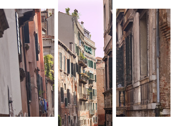 Small Side Canal Reflection Venice Italy - Dreiteiliges Leinwandbild, Triptychon