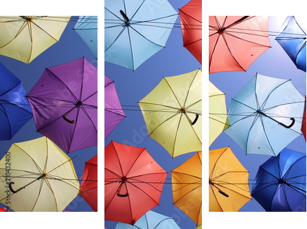olor palette of umbrellas. - Dreiteiliges Leinwandbild, Triptychon