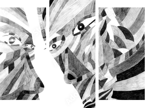 Cube people - Dreiteiliges Leinwandbild, Triptychon