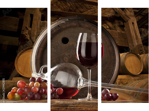 the still life with glass of red wine - Dreiteiliges Leinwandbild, Triptychon