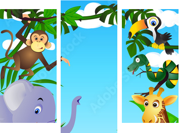 Wild animal in the tropical jungle - Dreiteiliges Leinwandbild, Triptychon