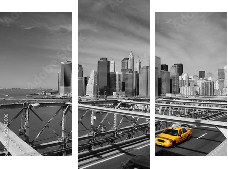 Brooklyn Bridge Taxi, New York - Dreiteiliges Leinwandbild, Triptychon