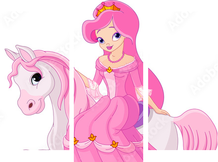 Princess riding horse - Dreiteiliges Leinwandbild, Triptychon